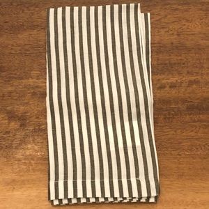 Crate & Barrel Liam Grey Linen Striped Napkins